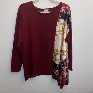 CHICOS Women's blouse with burgundy print
